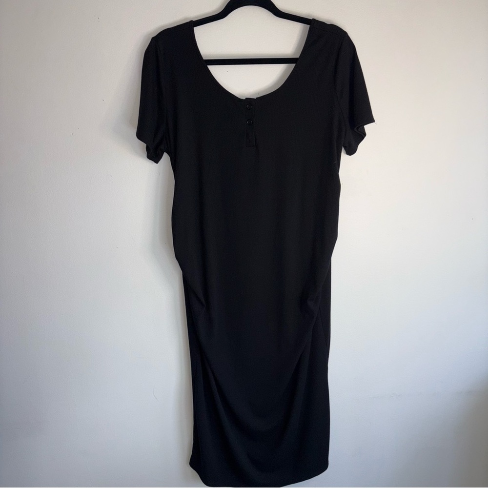 Heart Hips Classic Black Midi Maternity Dress